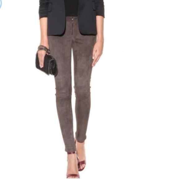 Alice + Olivia Gray Suede Zip Front Skinny Leg Pants Slacks Woman's Sz 2 - Picture 1 of 9